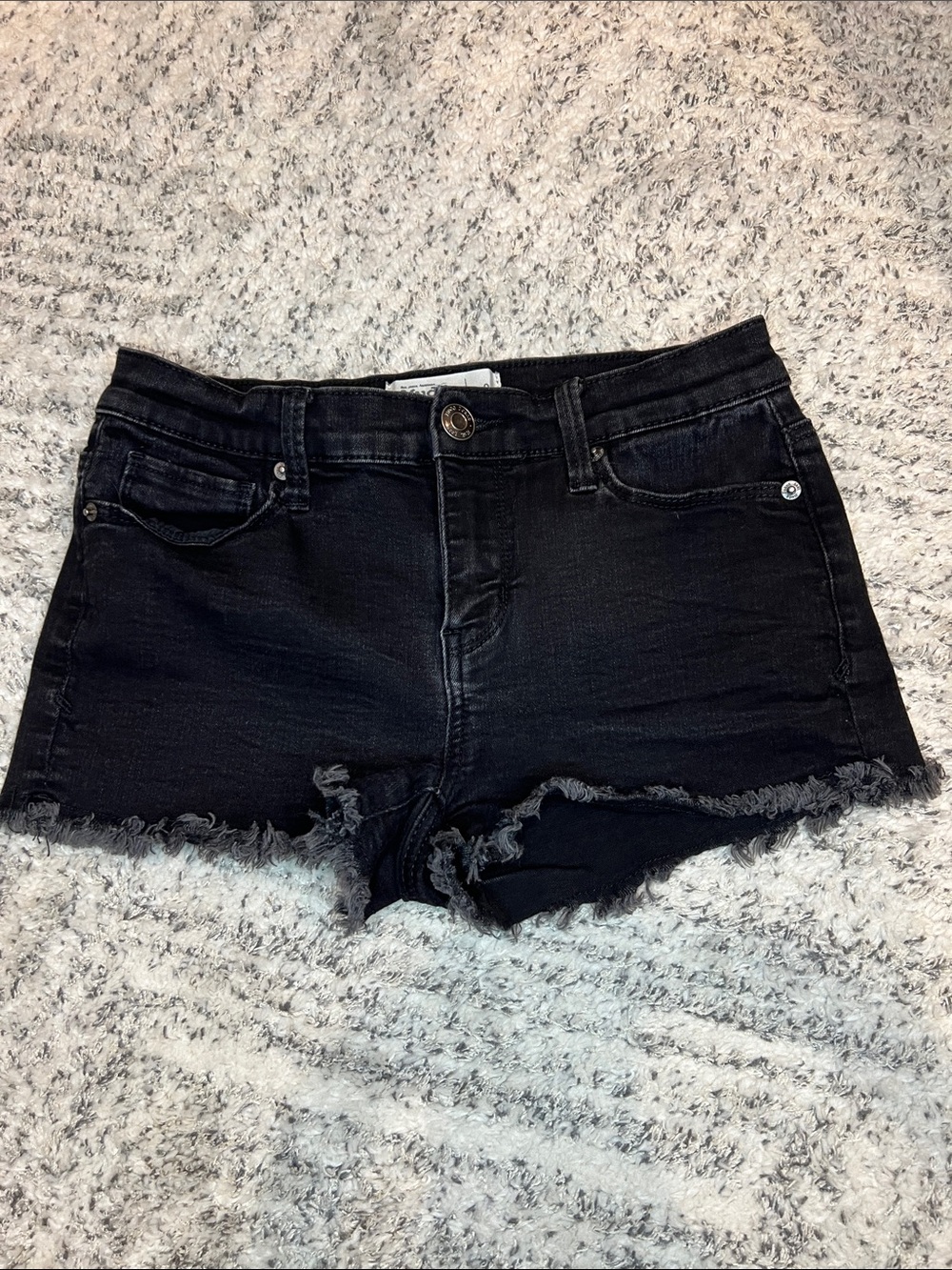Mudd Black Frayed Hem Denim Booty Shorts